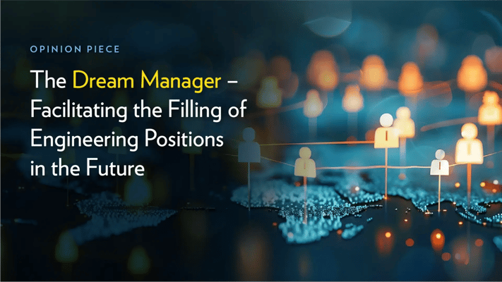 Opinion piece banner featuring a digital representation of connected human icons symbolizing workforce planning and engineering recruitment.