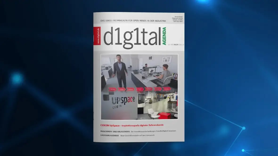 Cover of d1g1tal AGENDA magazine featuring camLine forum 2022 wrap-up, highlighting digital transformation in the industry.