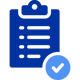 Icon of a clipboard with a checkmark, representing corrective action guidance for process optimization.