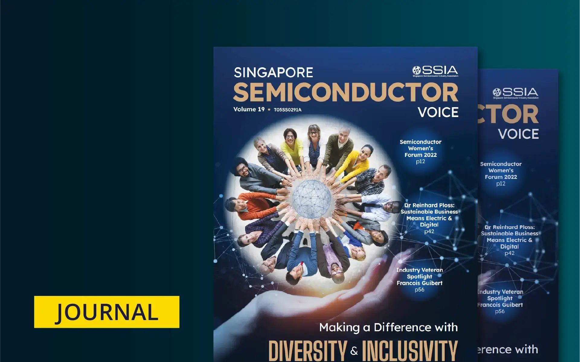 Cover of Singapore Semiconductor Voice Volume 19, featuring discussions on redefining supply chain management and industry inclusivity.